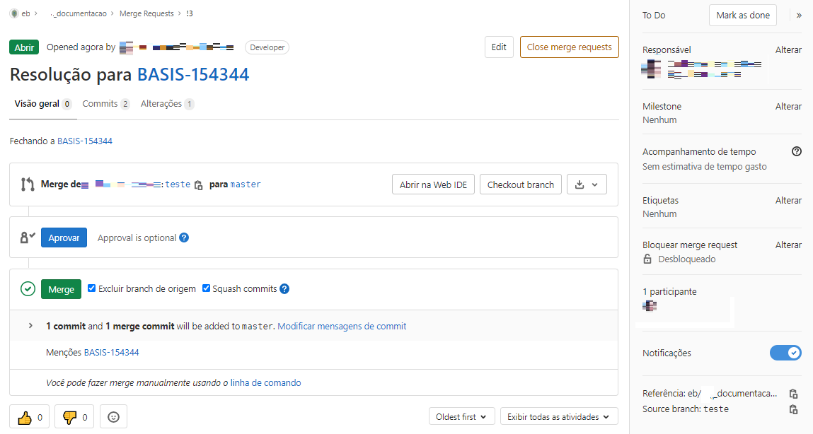 gitlab merge criado