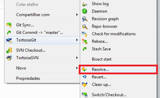 tortoisegit resolve menu